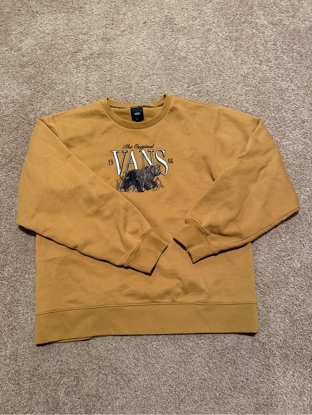Vans Men’s Mustard Yellow Graphic Crewneck Sweatshirt